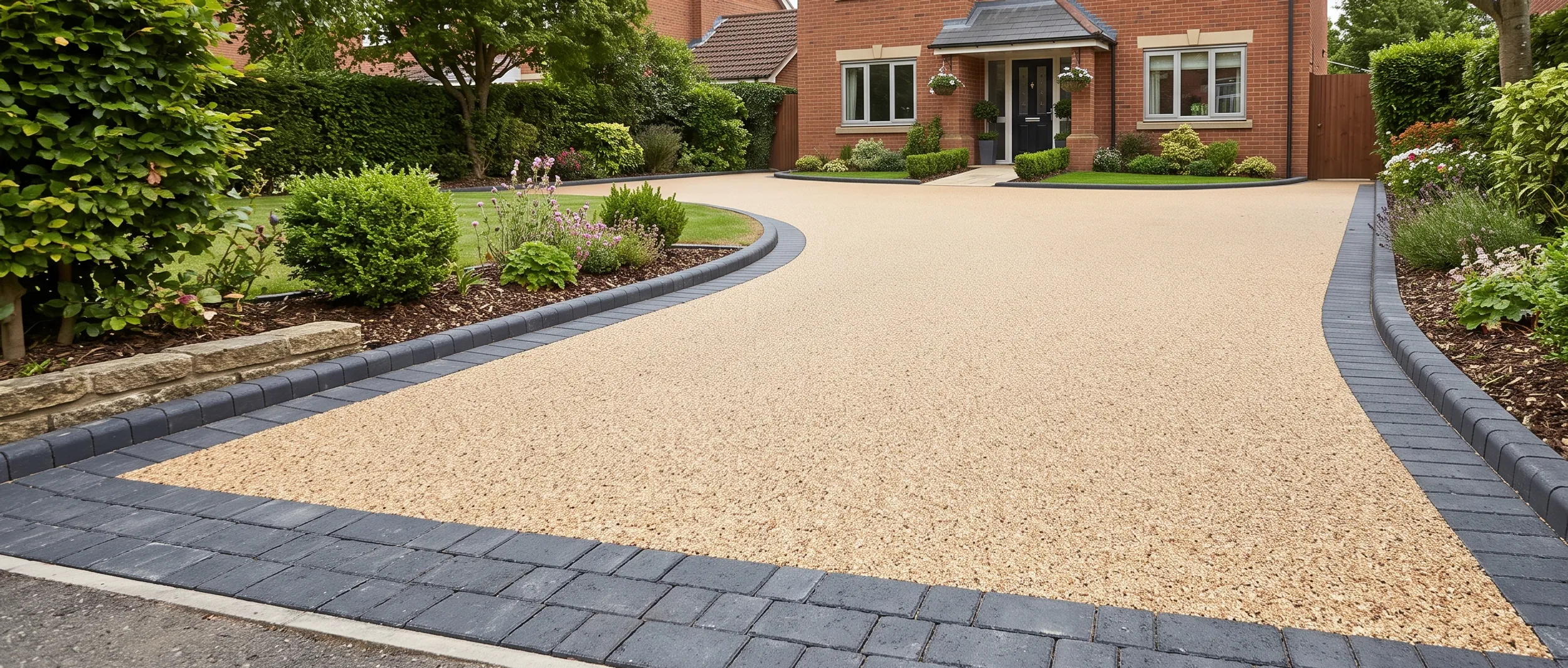 Freshly laid resin driveway